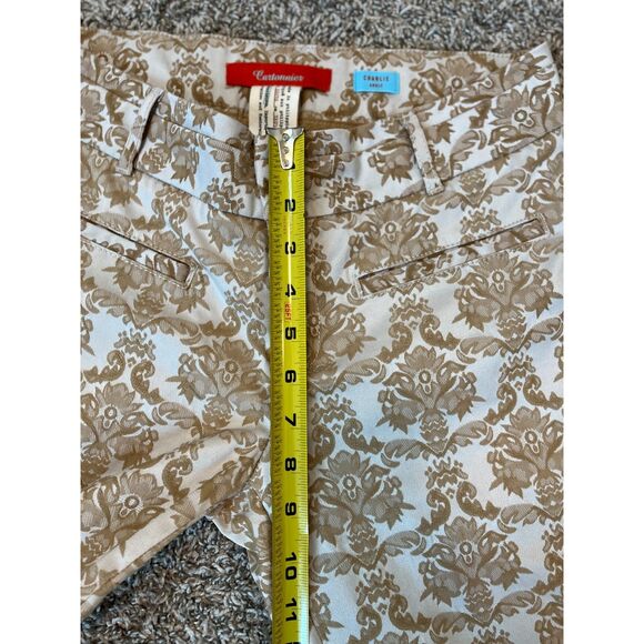 Anthropologie Cartonnier Charlie Ankle Pants | White & Tan Baroque Print Size 4 - Picture 8 of 13